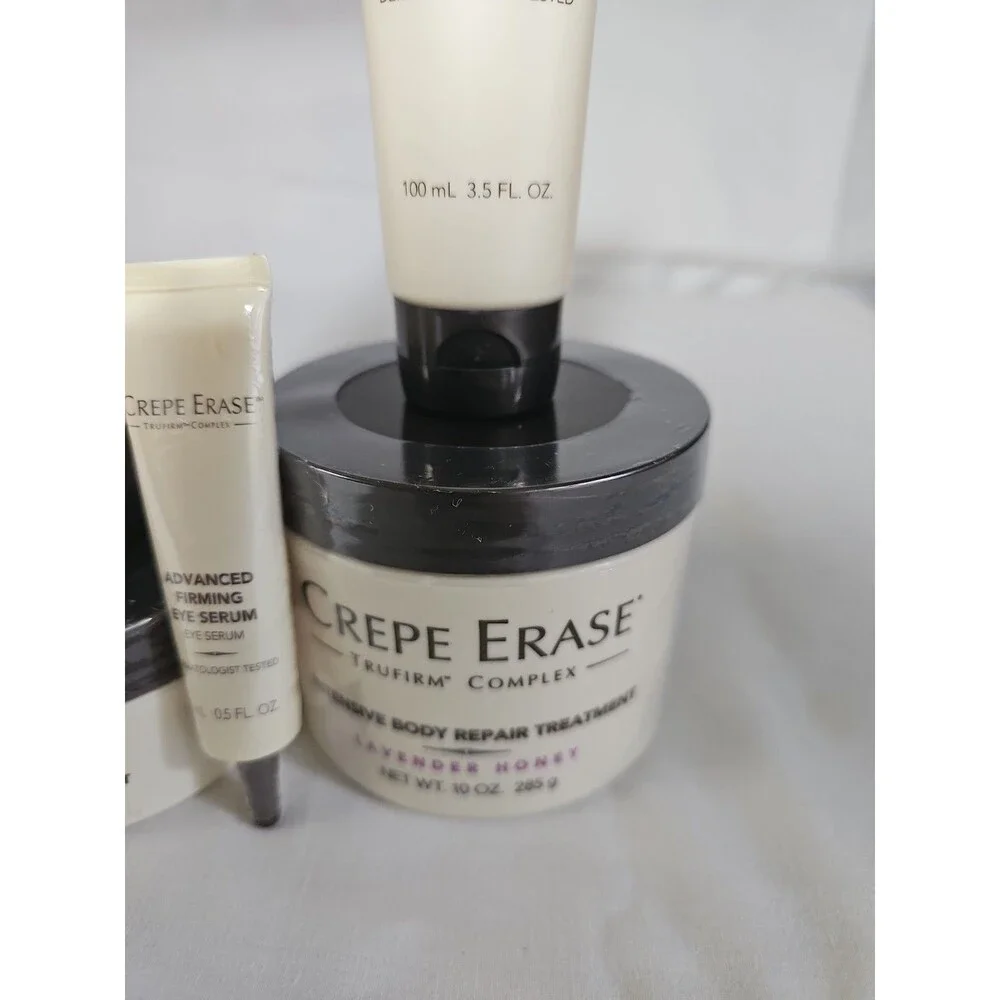New Crepe Erase Trufirm Complex 5 piece set Dermatologist tested Lavender Honey